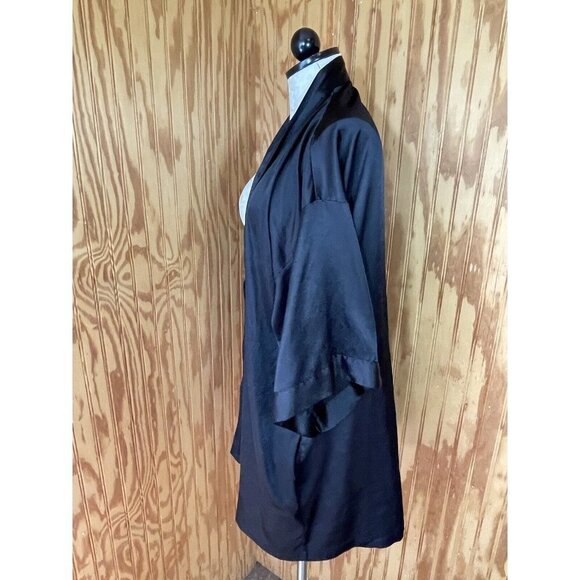 Victoria’s Secret Robe Pajama Solid Black Short Sleeve Small/Medium NO BELT - Picture 3 of 5